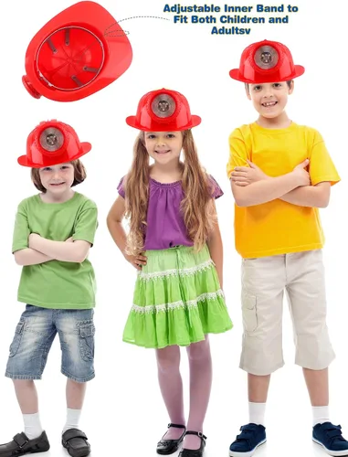 Miniatura 4 de Paquete de 2 sombreros de construcción para niños, casco de disfraz de minero con luz para niños y niñas, suministros de fiesta de Halloween