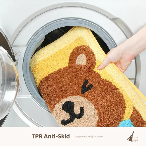 Miniatura 6 de Molesun Lindo tapete de baño de oso, tapete de baño antideslizante y suave, divertido tapete de microfibra de felpa absorbente de agua