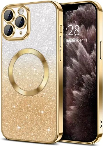Miniatura 133 de Hython Funda para iPhone 13 Pro transparente con purpurina magnética [compatible con MagSafe] Protector completo de lente de cámara delgado