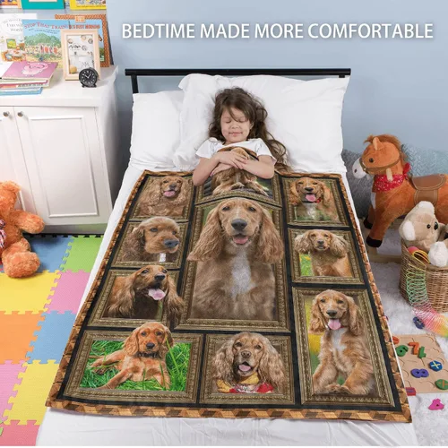 Miniatura 3 de Manta de perro Cocker Spaniel para niños, bonita manta de franela suave y acogedora para niñas y niños, mantas para bebés y niños pequeños