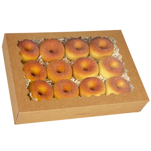 Miniatura 11 de qiqee Caja de galletas blanca desplegable automática con ventana de 14 x 10 x 2.5 pulgadas, 24 piezas, caja de panadería pastelería macaron