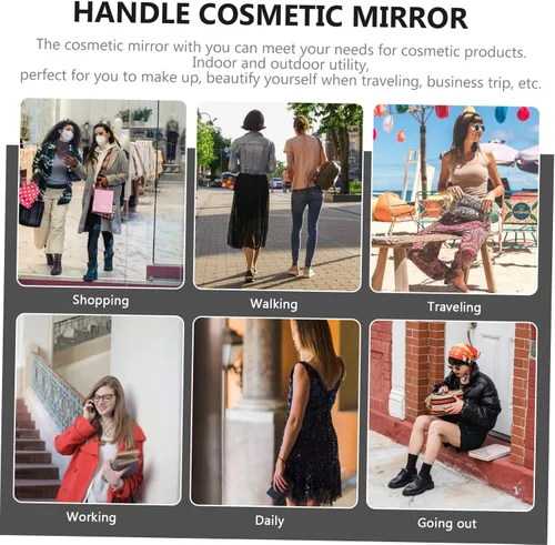 Miniatura 9 de Espejo de maquillaje de alta definición con mango de espejo a granel para niñas y mujeres