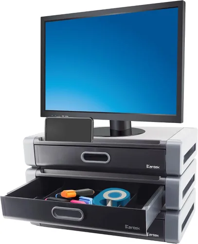 Miniatura 6 de Kantek Elevador de monitor con cajón y ranura para teléfono inteligente/tableta, 19 pulgadas de ancho x 11 pulgadas de profundidad x 4 pulgadas