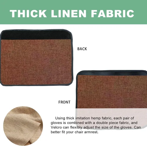 Miniatura 2 de Ntomtuex Juego de 2 fundas de lino para reposabrazos de silla de oficina, fundas ajustables para reposabrazos de silla de ruedas, protector