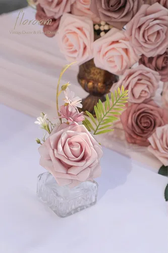 Miniatura 3 de Floroom Flores artificiales, 25 piezas de rosas falsas de espuma de aspecto real con tallos para ramos de boda, centros de mesa de despedida