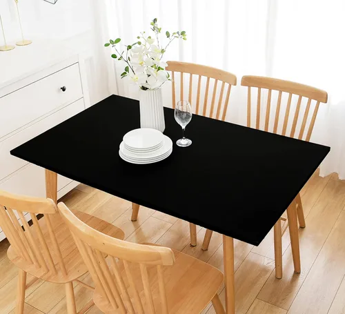 Miniatura 26 de Wolkemer Mantel Redondo Ajustado de 2 Pies de Spandex Elástico Cubierta para Mesa de Cóctel Borde Elástico Negro Cubierta Superior de Mesa