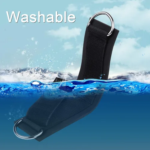 Miniatura 7 de 1 par de correas de tobillo de fitness para máquina de cable, doble anillo en D, ajuste cómodo ajustable de neopreno, para hombres y mujeres