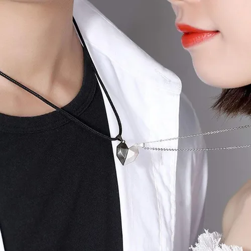Miniatura 2 de Juego de 4 collares para parejas pulseras magnéticas a juego para novio novia parejas él o ella collares de relación a distancia para parejas