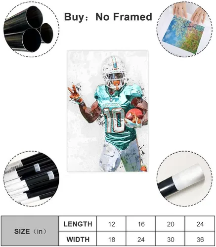 Miniatura 2 de Póster de Tyreek Hill en Lienzo para Decoración de Pared, Póster Artístico, Cuadro para Sala de Estar, Recámara, Póster sin Marco: 12x18 pulgadas