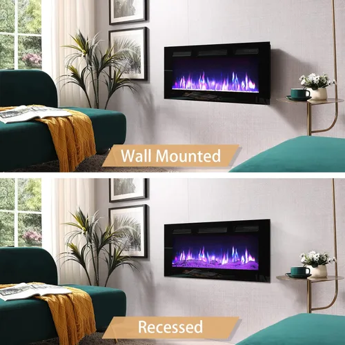 Miniatura 3 de Efiretric® Grace - Chimenea eléctrica 3 en 1 de 36 pulgadas de ancho (EF449), independiente, montada en la pared, empotrada, efecto de llama de 9