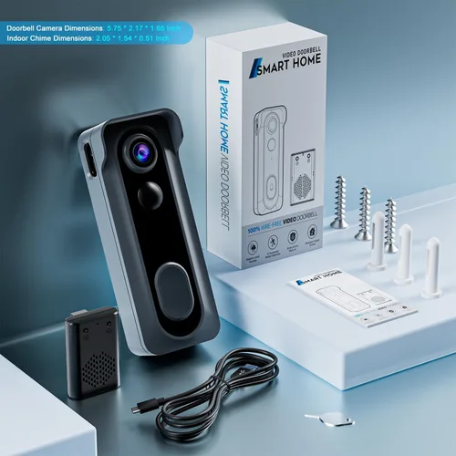 Miniatura 9 de Timbre de puerta con cámara inalámbrica con timbre - Vídeo HD 2K AI con detección de movimiento, audio de dos vías, visión nocturna, almacenamiento