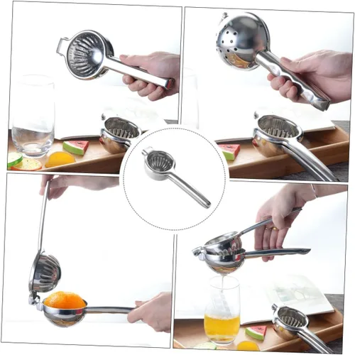 Miniatura 7 de Exprimidor manual de limón de acero inoxidable, exprimidor de frutas de mano para uso en cocina, material grueso resistente, fácil de apretar