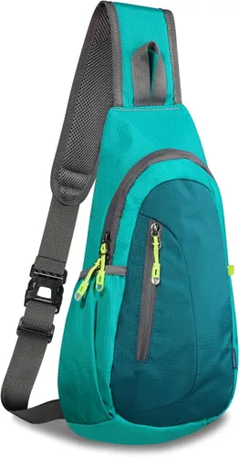 Miniatura 19 de TITECOUGO Bolso bandolera pequeño, mochila cruzada ligera para hombres y mujeres, bolsa de hombro para deportes y exteriores Azul marino/azul