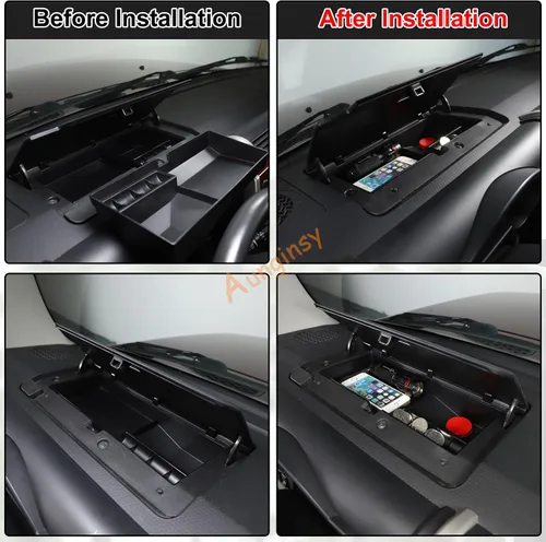 Miniatura 5 de Aunginsy Caja de almacenamiento para tablero de automóvil, bandeja organizadora compatible con Toyota FJ Cruiser 2007-2021, consola central