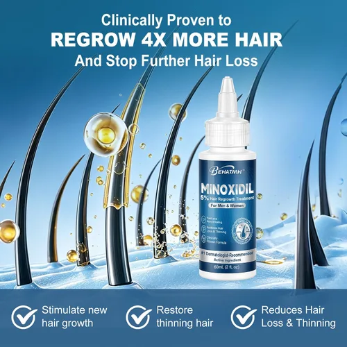 Miniatura 3 de Paquete de 8 sueros para el crecimiento del cabello y la barba de minoxidil al 5%, con biotina y aceite de ricino, minoxidil para hombres y mujeres