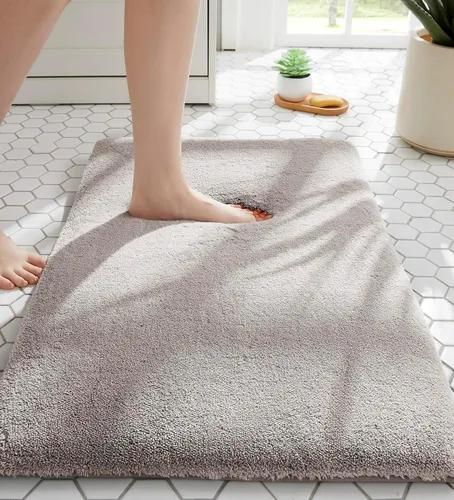 Miniatura 42 de MINIDEAR - Alfombras de baño 24x17 beige - Tapete de baño de espuma elástica gruesa, ultra suave y pachona, antideslizante, de secado rápido