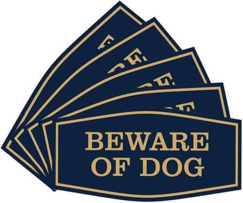 Miniatura 29 de All Quality Fancy Beware of Dog Letrero Material duradero Señales de seguridad para el hogar Fácil de instalar (negro/oro), mediano, 1 paquete