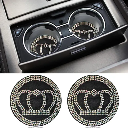2 piezas de posavasos brillantes para portavasos de automóvil de 2.73 pulgadas, tapete antideslizante de silicona para portavasos de automóvil, AB