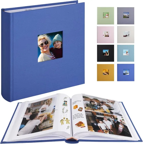 Miniatura 12 de 1DOT2 Álbum de fotos con espacio de escritura, 50 páginas, fotos de 4 x 6 pulgadas, capacidad para 200 o 5 x 7 pulgadas, tapa de lino, álbumes