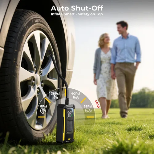 Miniatura 3 de Inflador de neumáticos, compresor de aire portátil, inflador de neumáticos portátil de 150 PSI para automóvil con indicador digital, bomba de aire