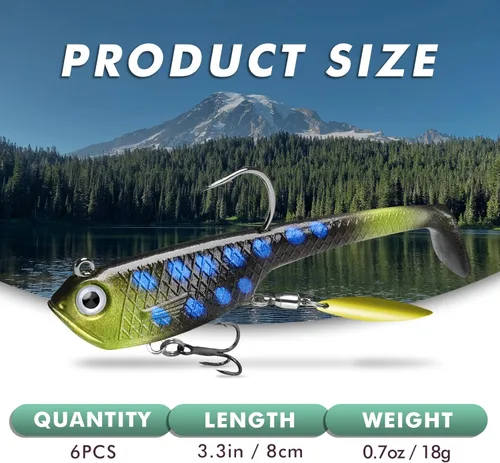 Miniatura 2 de GOTOUR Pre-Rigged Soft Fishing Lures with Weedless Hook, Lifelike Paddle Tail Swimbaits for Bass Fishing, Freshwater & Saltwater Fishing Bait