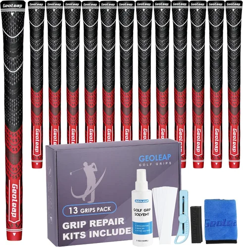 Geoleap Golf Grips Set of 13- Grips with Tapes and Grips with All Repair Kits for Choice,Hybrid Golf Club Grips All Weather Contral, High Feedback &