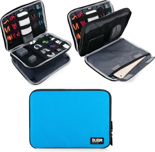 Miniatura 12 de Organizador de equipaje con doble capa para viajes BUBM, para llevar dispositivos y accesorios electrónicos., Azul, 2 capas M