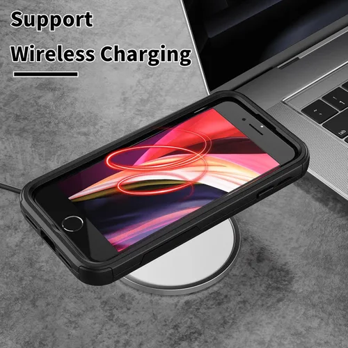 Miniatura 5 de X-belmox Funda resistente para iPhone SE 2022 (3ª generación), iPhone SE 2020 (2ª generación), 3 en 1 [a prueba de golpes] [a prueba de caídas]