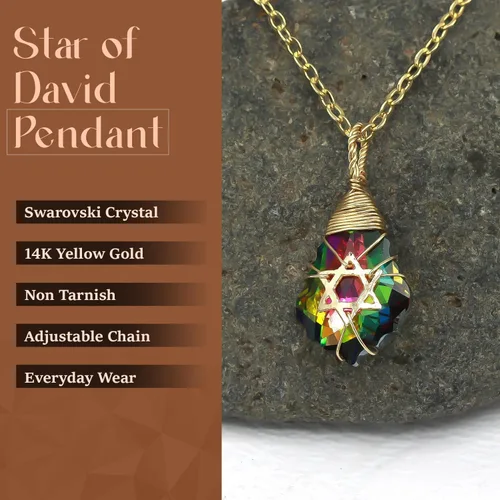Miniatura 46 de Collar de estrella de David para mujeres y hombres, collar de estrella judía relleno de oro de 14 quilates, collar de Israel