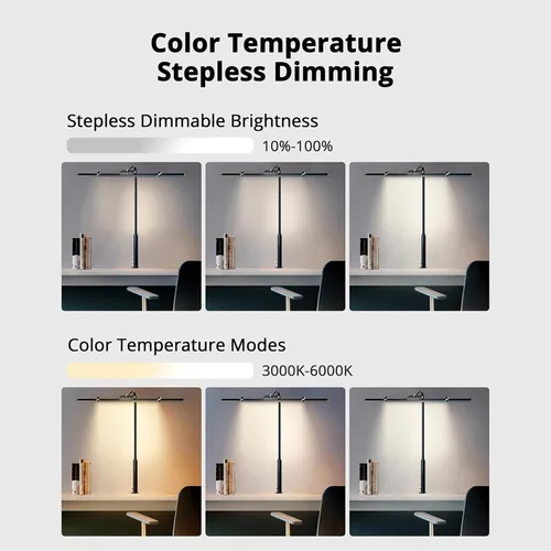 Miniatura 4 de Led Desk Lamp for Office Home, Architect Desk Lamp with Clamp, Ultra Bright Dimmable Table Light, Stepless Dimming and Tempering Desk Light for