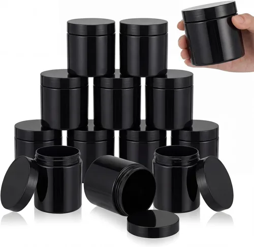 Miniatura 59 de SATINIOR Paquete de 12 frascos de plástico con tapas, frascos redondos para cosméticos de viaje, para artículos de tocador, loción, crema