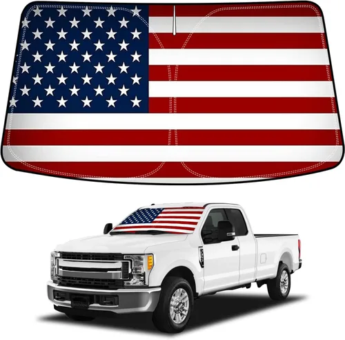Miniatura 12 de Bestview - Parasol para parabrisas con bandera americana para Ford F-250 F-350 de 2008-2016, parasol plegable personalizado para ventana delantera