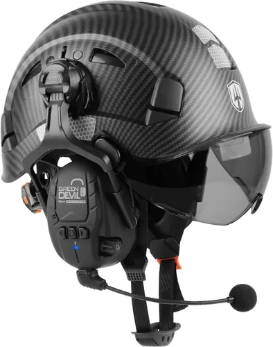 Miniatura 8 de CASCO DE SEGURIDAD CON VISERA Y OREJERAS BLUETOOTH GREEN DEVIL Casco Duro de Trabajo con Protección Completa, Ventilado, Casco de Construcción ANSI