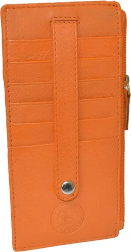 Miniatura 2 de Leatherboss - Funda para tarjetas todo en uno, cartera delgada con correa de protección para tarjetas, Naranja, Compacto