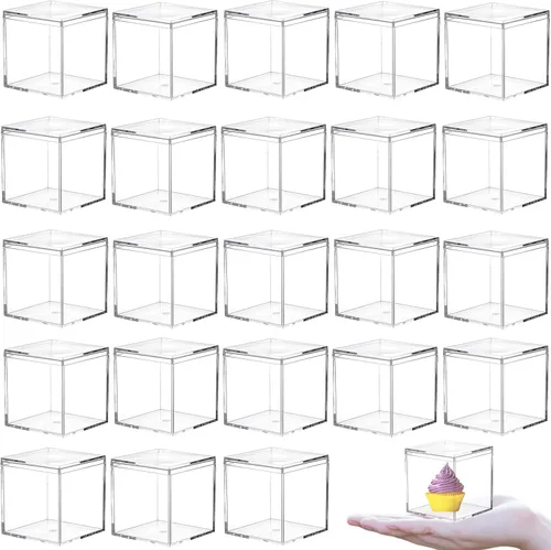 Miniatura 8 de KissYou Caja de acrílico para caramelos, cajas de exhibición transparentes con tapa de plástico pequeño, cubo cuadrado de plástico, caja