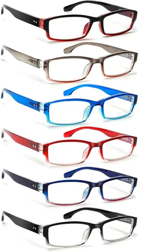 Miniatura 10 de NORPERWIS Paquete de 6 Gafas de Lectura para Mujeres y Hombres, Lectores de Luz Azul, Anteojos de Computadora Antirreflejos con Bisagra de Resorte