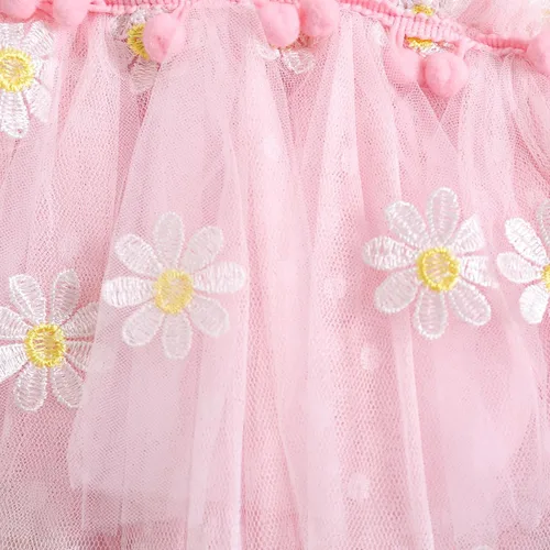 Miniatura 9 de Ursobutegl Mameluco de princesa para bebé recién nacida, vestido de malla bordado, elegante, tutú con falda, overol para cumpleaños