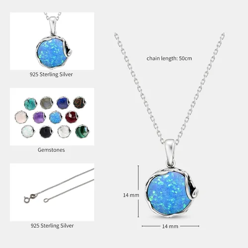Miniatura 7 de Collares de plata de ley 925 con piedras preciosas para mujer, piedra natal, collares con colgante de plata, collar de plata de declaración de plata