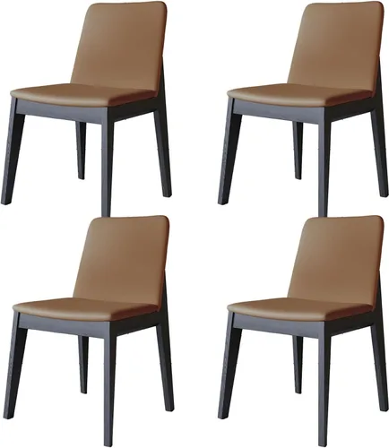 Miniatura 32 de Sillas de comedor tapizadas gruesas, sillas de cocina modernas de madera sólida, sillas de comedor tapizadas de cuero con marco minimalista, muebles