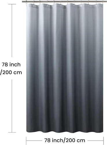 Miniatura 91 de Cortinas de Ducha Negras, Cortinas de Ducha de Poliéster Impermeable con Rayas Horizontales Degradadas en Blanco y Negro Modernas para Baño, 72x72