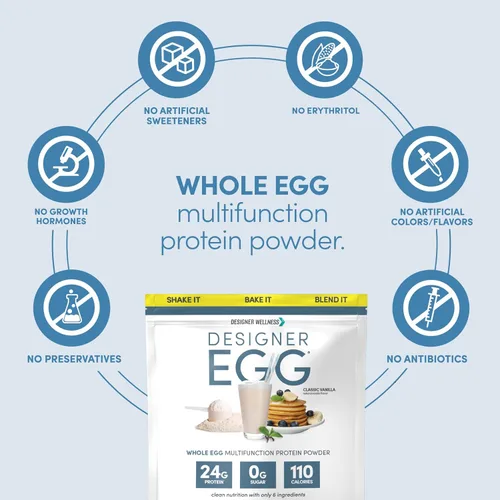 Miniatura 6 de Designer Wellness, Designer Egg, proteína en polvo natural de yema de huevo y clara de huevo, apto para dieta keto y paleo, bajo en calorías, menos