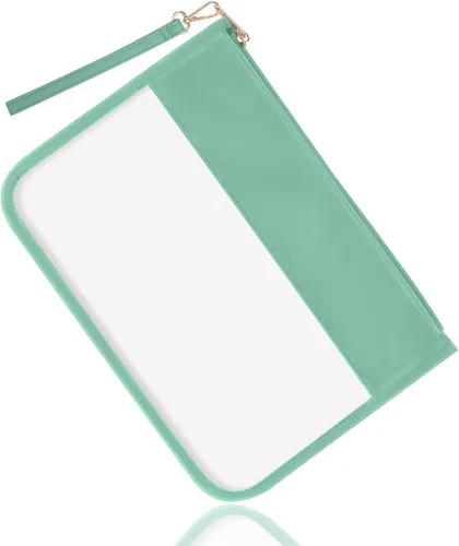 Miniatura 13 de izuzta Bolsa plana clara de la cremallera del bolso del maquillaje de la PU de la bolsa plana del PVC con la, Gris
