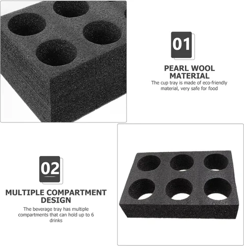 Miniatura 4 de Angoily Paquete de 2 portadores de bebidas para 6 tazas para entrega, bandeja de café reutilizable para bebidas calientes o frías, portavasos