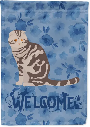 Miniatura 80 de Caroline's Treasures CK5047CHF Ojos Azules - Bandera de bienvenida con diseño de gato para casa de porche, grande, para colgar en la pared