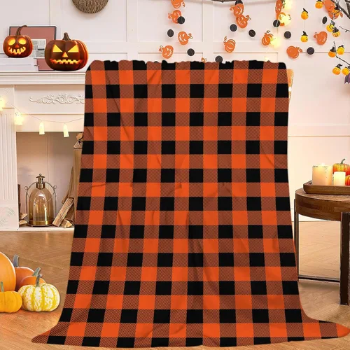 Miniatura 9 de Manta de Halloween de otoño y Halloween, calabazas naranjas con maíz de caramelo, manta ultra suave, manta ligera para sofá y cama, decoración