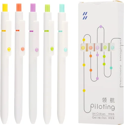 5 bolígrafos retráctiles de gel Zennyth, juego de punta fina, tinta negra de secado rápido y bola rodante de gel para una escritura suave (blanco