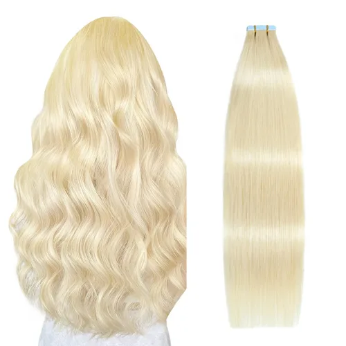 Miniatura 24 de SUYYA - Extensiones de cabello adhesivas de color borgoña; cabello humano 100 % real; extensiones de cabello adhesivas, invisibles, lacias y sin
