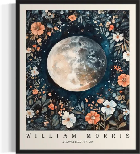 Miniatura 36 de Póster con impresión artística de gato negro, estilo William Morris, floral retro de mediados de siglo, botánico, victoriano, Academia oscura