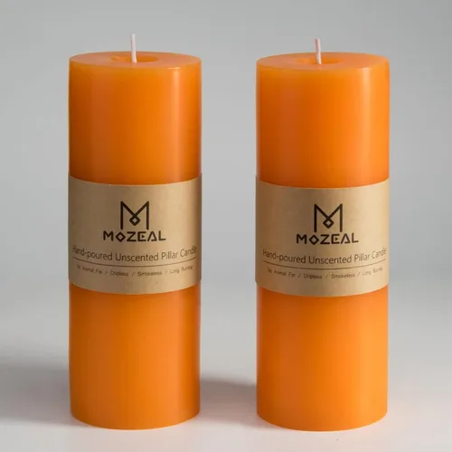 Miniatura 25 de MOZEAL Velas grandes sin perfume vertidas a mano de 3 x 8 pulgadas, sin humo, juego de 2, combustión lenta, sin goteo, aproximadamente 150 horas