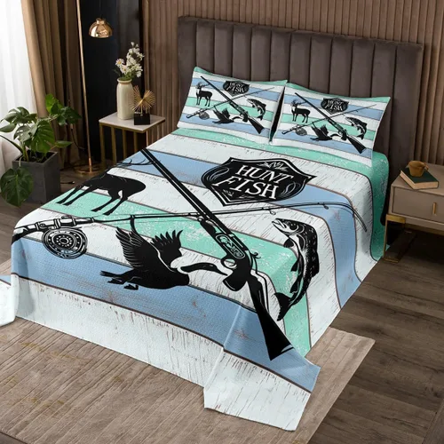 Miniatura 38 de Castle Fairy Colcha con diseño de bandera de Estados Unidos, diseño de camuflaje marrón, cuernos de ciervos y animales salvajes, para dormitorio